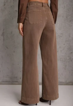 Brązowe Szerokie Jeansy High Waist z Bawełny Berinnessa