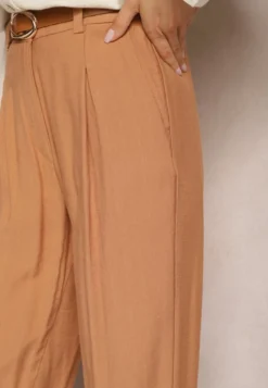 Brązowe Szerokie Spodnie Palazzo High Waist Neridana