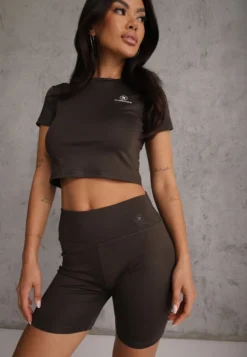 Brązowe Szorty Kolarki High Waist Marerila