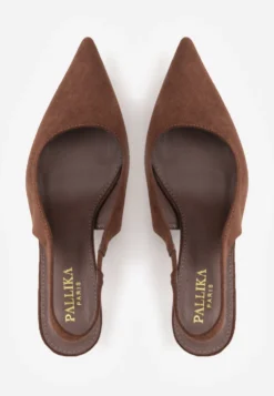 Brązowe Szpilki Slingback na Klepsydrowym Obcasie Vedera