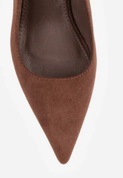 Brązowe Szpilki Slingback na Klepsydrowym Obcasie Vedera