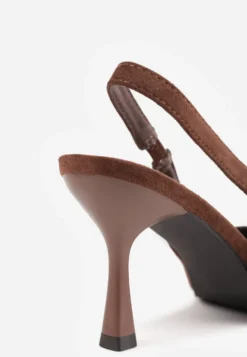 Brązowe Szpilki Slingback na Klepsydrowym Obcasie Vedera