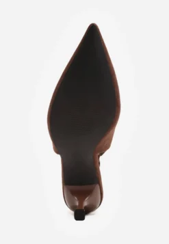 Brązowe Szpilki Slingback na Klepsydrowym Obcasie Vedera