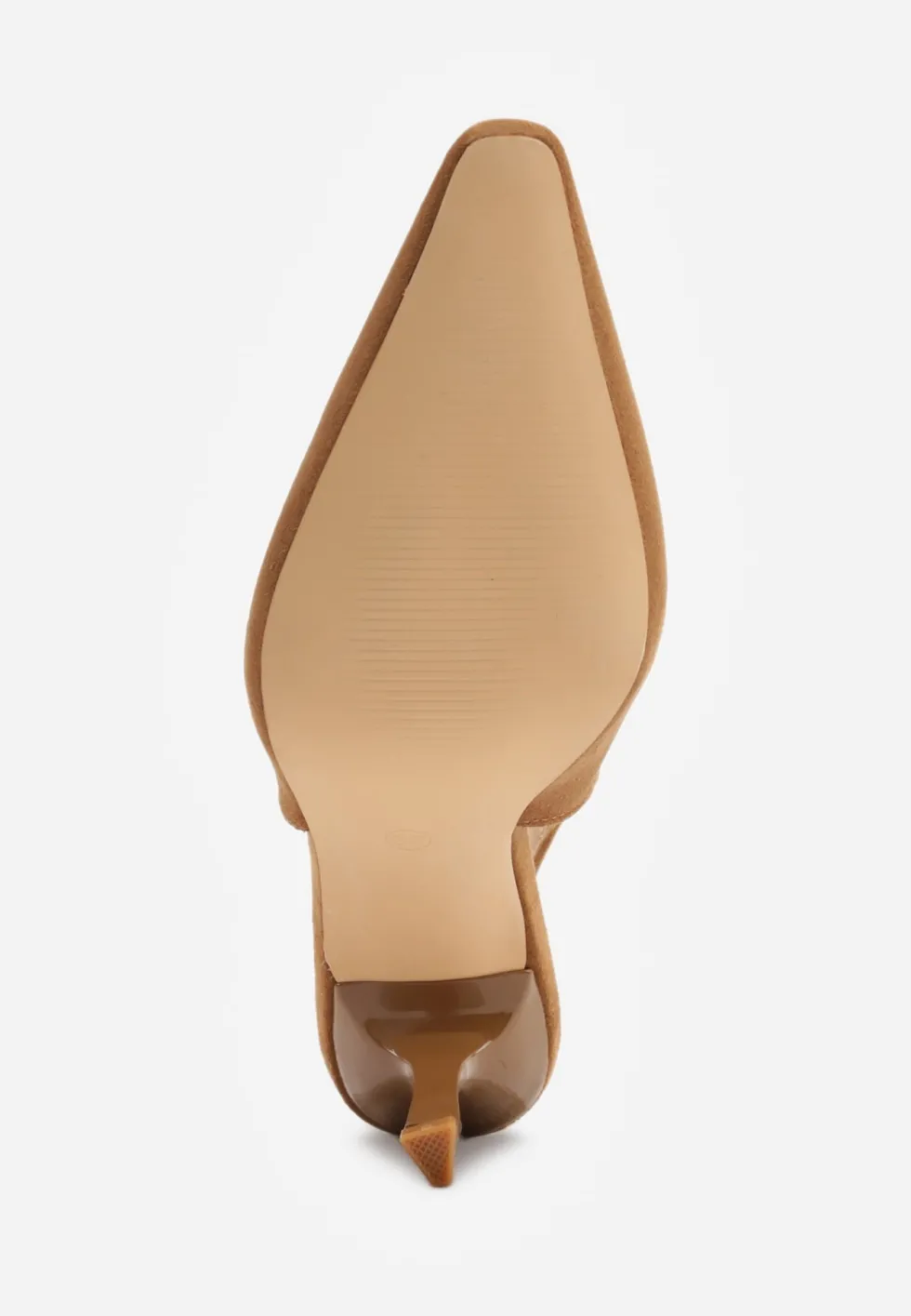 Brązowe Szpilki VICES Slingback Ozdobione Cyrkoniami na Obcasie Laodele