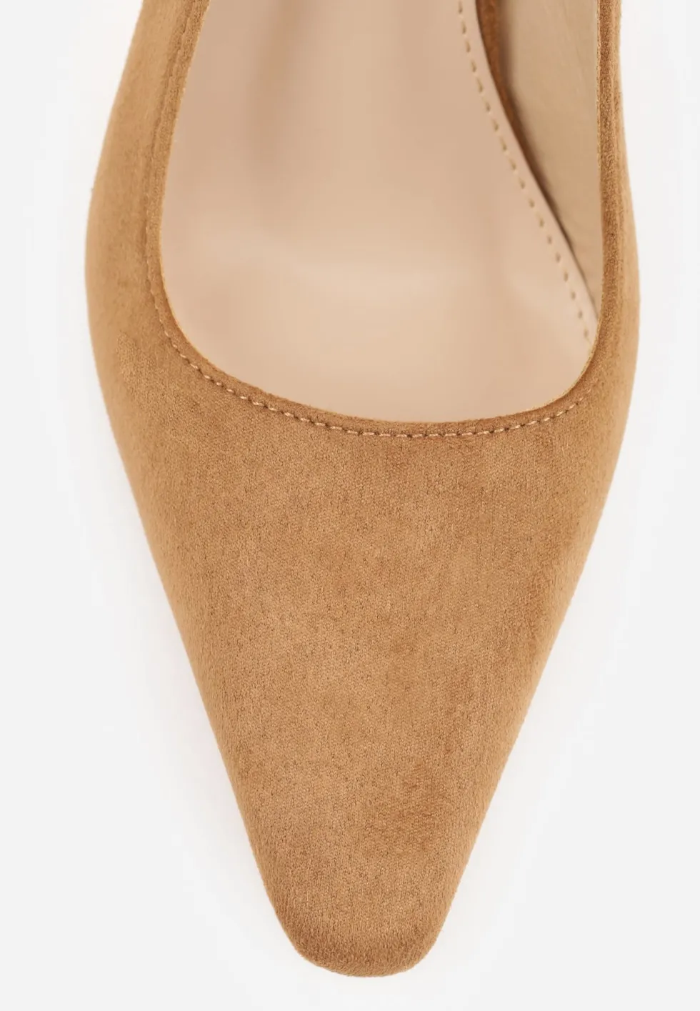 Brązowe Szpilki VICES Slingback Ozdobione Cyrkoniami na Obcasie Laodele