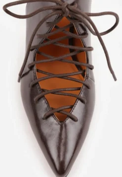 Brązowe Wiązane Szpilki Typu Slingback Angellta