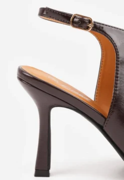 Brązowe Wiązane Szpilki Typu Slingback Angellta