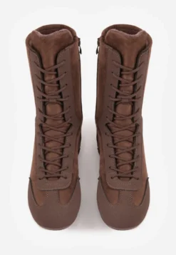 Brązowe Wysokie Sneakersy Typu Boxing Boots z Ocieplaną Wyściółką Tilpera