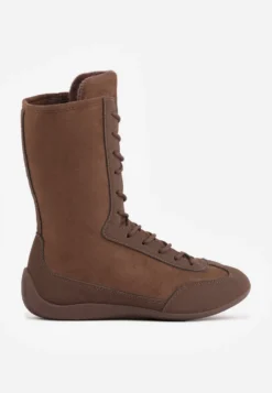 Brązowe Wysokie Sneakersy Typu Boxing Boots z Ocieplaną Wyściółką Tilpera