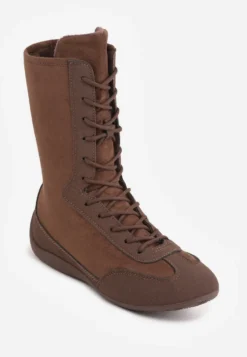 Brązowe Wysokie Sneakersy Typu Boxing Boots z Ocieplaną Wyściółką Tilpera
