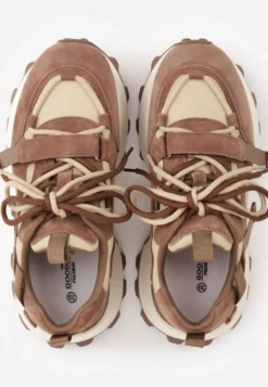 Brązowe Zamszowe Sneakersy Chunky na Platformie z Bieżnikiem ze Skórzaną Wkładką Favusa