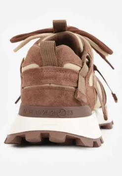 Brązowe Zamszowe Sneakersy Chunky na Platformie z Bieżnikiem ze Skórzaną Wkładką Favusa