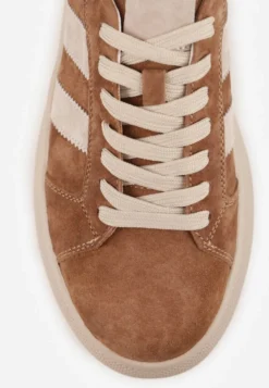 Brązowe Zamszowe Sneakersy Chunky na Platformie Teslara
