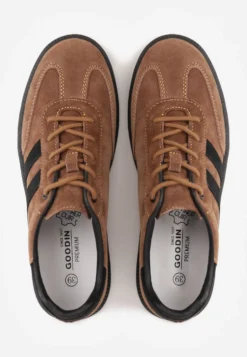 Brązowe Zamszowe Sneakersy w Stylu Klasycznych Tenisówek ze Skórzaną Wkładką Volma