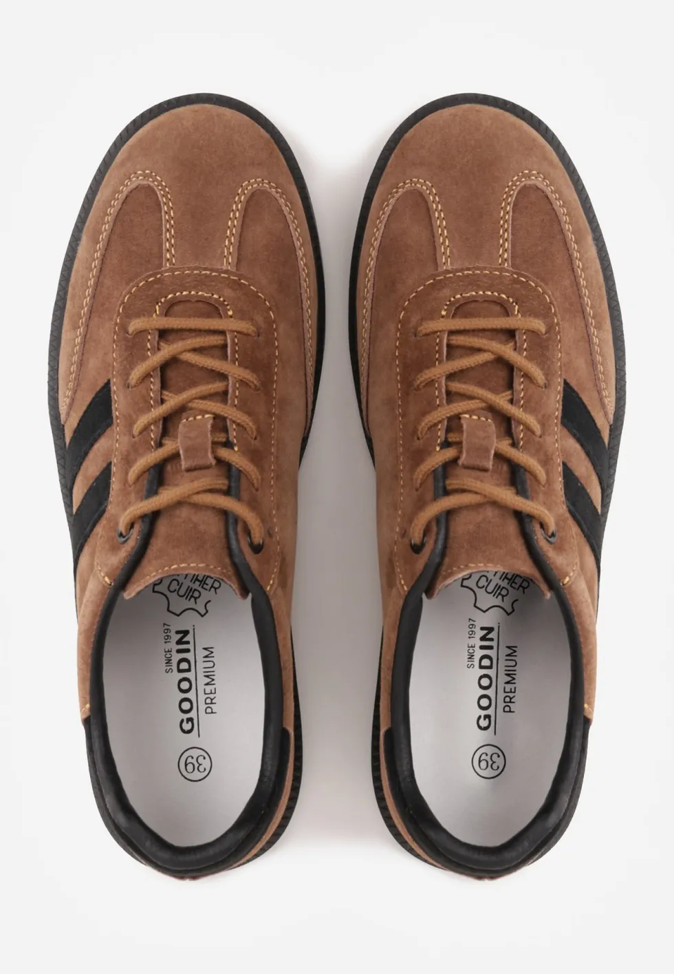 Brązowe Zamszowe Sneakersy w Stylu Klasycznych Tenisówek ze Skórzaną Wkładką Volma