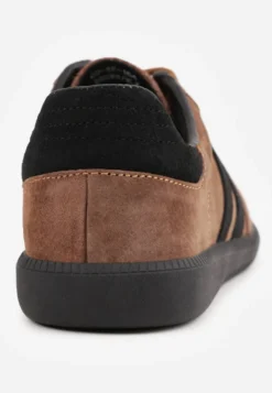 Brązowe Zamszowe Sneakersy w Stylu Klasycznych Tenisówek ze Skórzaną Wkładką Volma