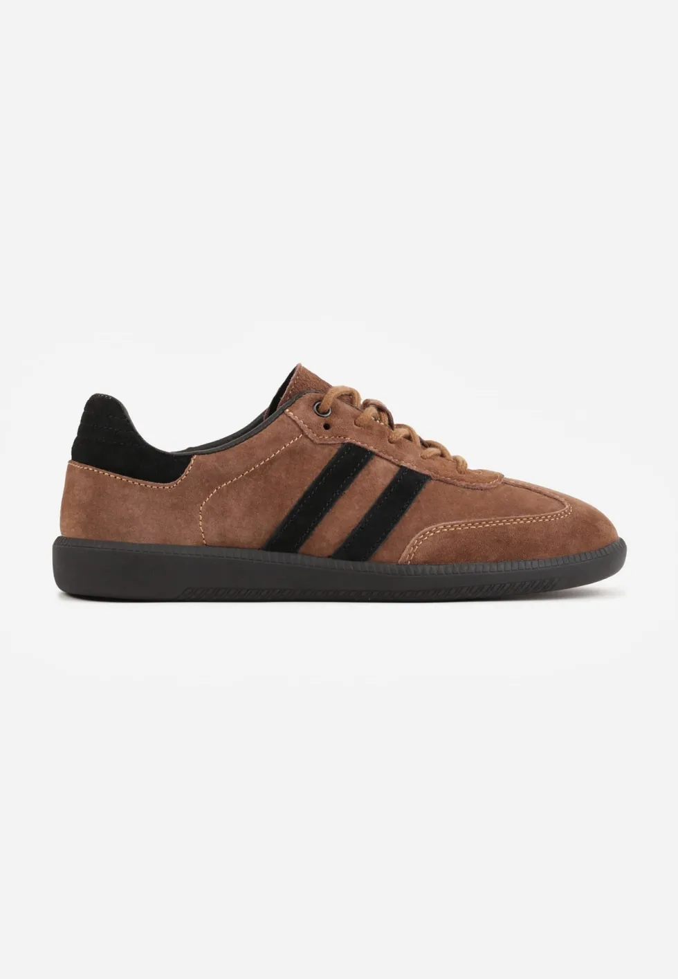 Brązowe Zamszowe Sneakersy w Stylu Klasycznych Tenisówek ze Skórzaną Wkładką Volma