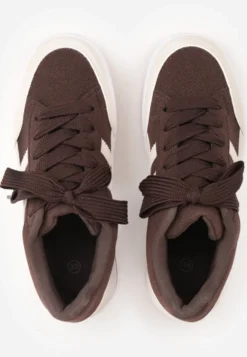 Brązowo-Beżowe Sneakersy Basic z Paskami na Boku Adila
