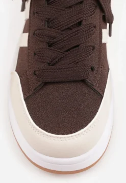 Brązowo-Beżowe Sneakersy Basic z Paskami na Boku Adila