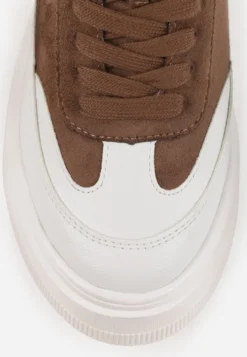 Brązowo-Białe Chunky Sneakersy Vices na Platformie z Okrągłym Detalem Sedvira