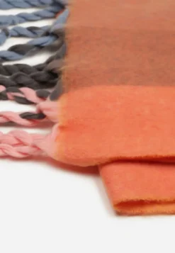 Brązowo-Pomarańczowy Szalik z Motywem Pasków i Warkoczami Tinalissea