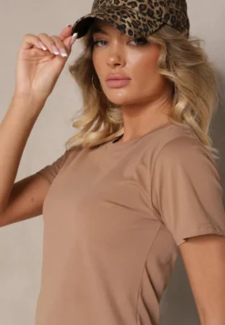Brązowy Casualowy Bawełniany T-shirt Rivali