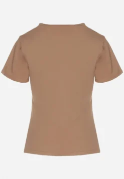 Brązowy Casualowy Bawełniany T-shirt Rivali