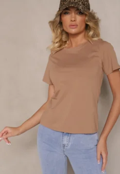 Brązowy Casualowy Bawełniany T-shirt Rivali