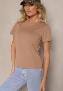 Brązowy Casualowy Bawełniany T-shirt Rivali