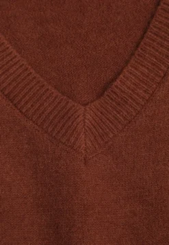Brązowy Gładki Sweter z Bawełną o Kroju Oversize Conime