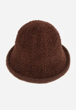 Brązowy Kapelusz Bucket Hat z Tkaniny Boucle Bejnia
