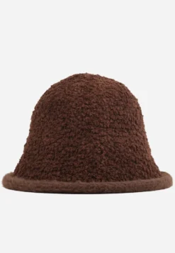 Brązowy Kapelusz Bucket Hat z Tkaniny Boucle Bejnia