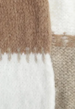 Brązowy Kardigan z Domieszką Wełny i Wiskozy w Patchworkowym Stylu Fesolinne