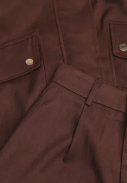 Brązowy Komplet Casual Spodnie Haremki i Bomber Jacket ze Stójką i Napami Finkastra