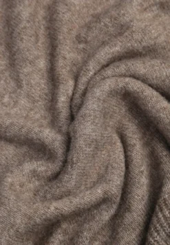 Brązowy Oversizowy Sweter z Domieszką Wełny ze Stójką i Wywijanymi Mankietami Olsenne