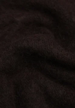 Brązowy Sweter Oversize z Wełną Szerokimi Rękawami i Długim Włosiem Veniorre