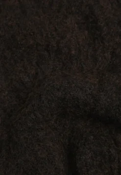 Brązowy Sweter z Bawełną Wełną Warkoczowym Splotem i Ażurowym Wzorem Dinqi