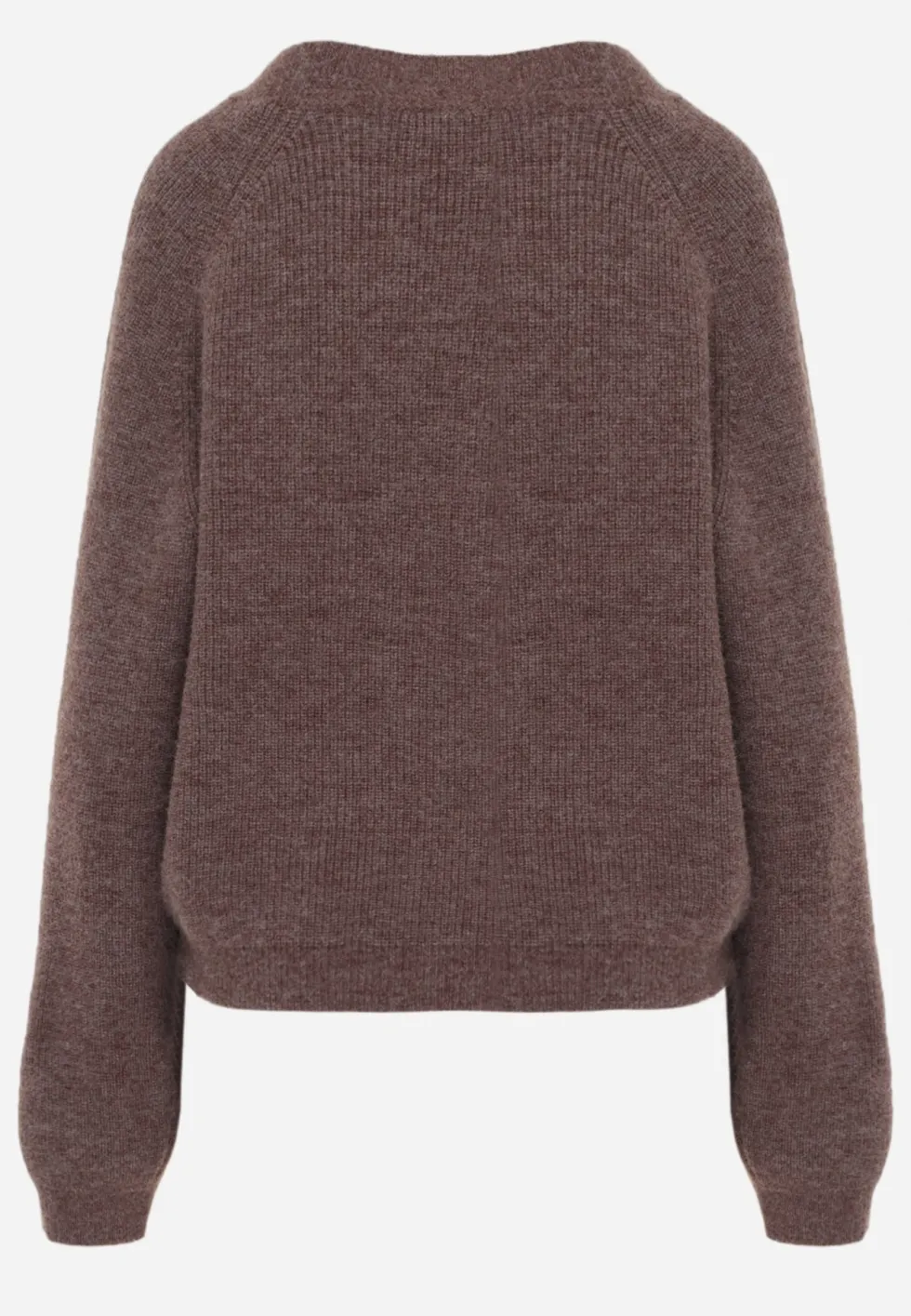 Brązowy Sweter ze Szpiczastym Dekoltem Labra
