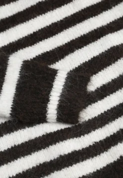Brązowy Sweter Zimowy w Paski z Wełną Oversize Feoriada