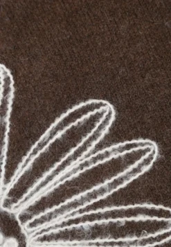 Brązowy Sweter z Wełną Bawełną i Kwiatowym Haftem Adetna