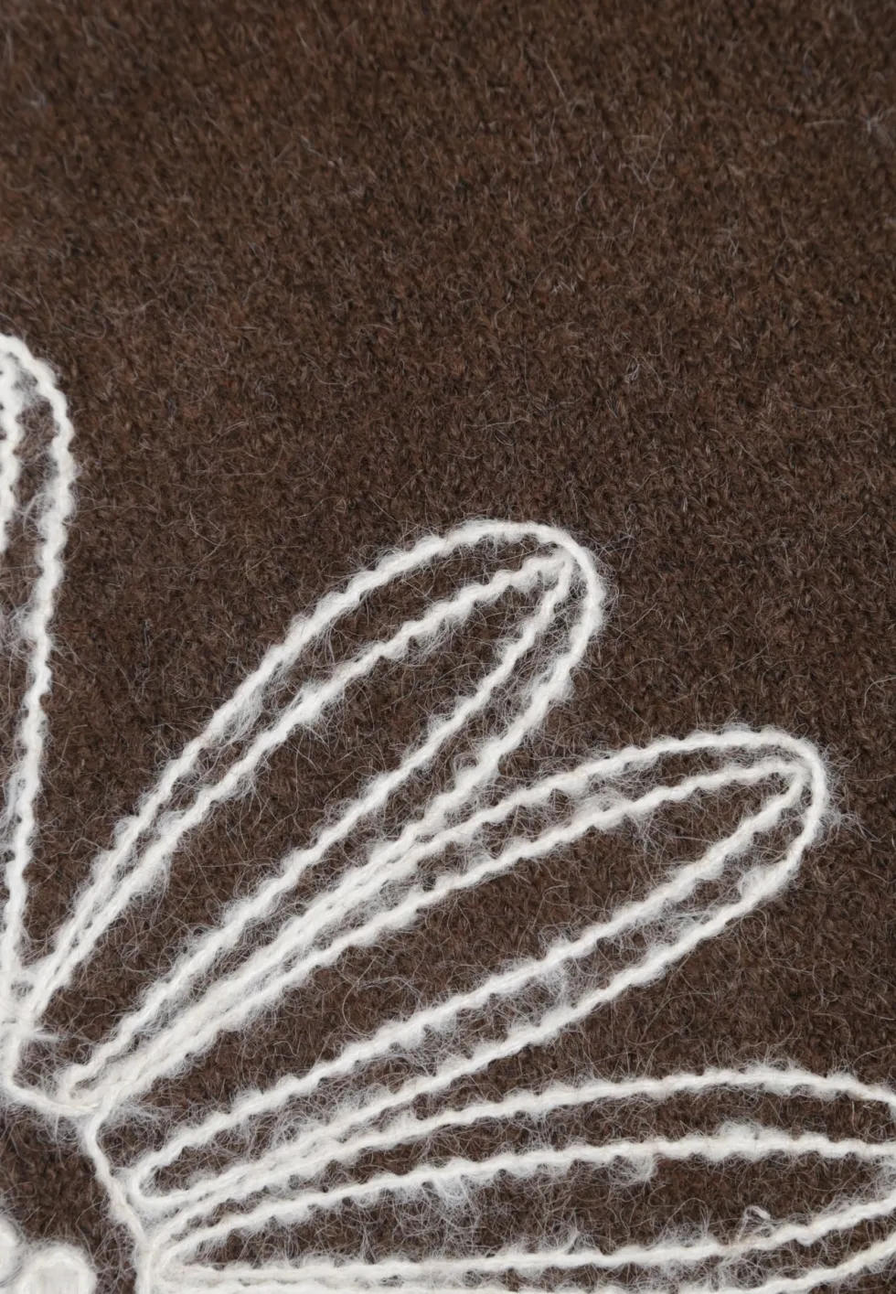 Brązowy Sweter z Wełną Bawełną i Kwiatowym Haftem Adetna