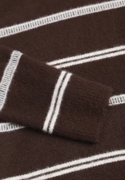 Brązowy Sweter z Wełną i Bawełną w Poziome Paski Kimllla