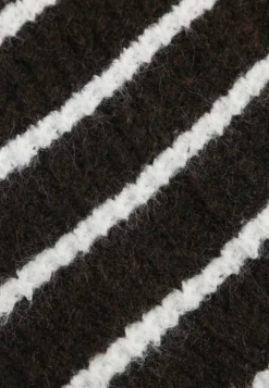 Brązowy Sweter z Wełną Oversize na Zimę w Poziome Paski Ulianna