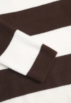 Brązowy Sweter z Wełną w Szerokie Paski Gordaina