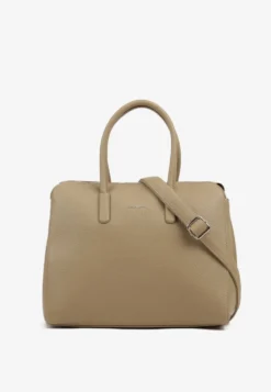 Ciemmnobeżowa Torebka Shopper o Lekko Trapezowym Kroju Sorela