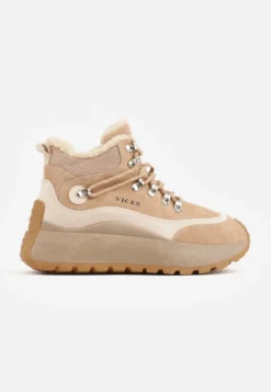Ciemnobeżoiwe Sneakersy Śniegowce Vices na Platformie w Sportowym Stylu Nelsella