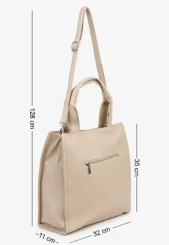Ciemnobeżowa Duża Torebka Shopper Tote z Regulowanym Paskiem Sorielleza