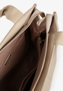 Ciemnobeżowa Duża Torebka Shopper Tote z Regulowanym Paskiem Sorielleza