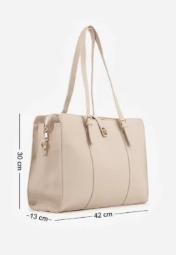 Ciemnobeżowa Elegancka Torebka Aktówka z Regulowanym Paskiem Crossbody Paliphae