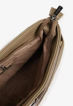 Ciemnobeżowa Mała Torebka Listonoszka w Eleganckim Stylu Salzedi